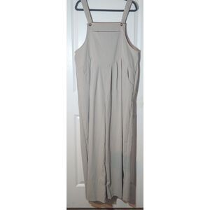Women’s 2XL Taupe Linen Blend Wide Leg Jumpsuit Sleeveless Button Straps